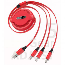 CABLE USB 3w1 GUMOWY ZWIJANY RED
